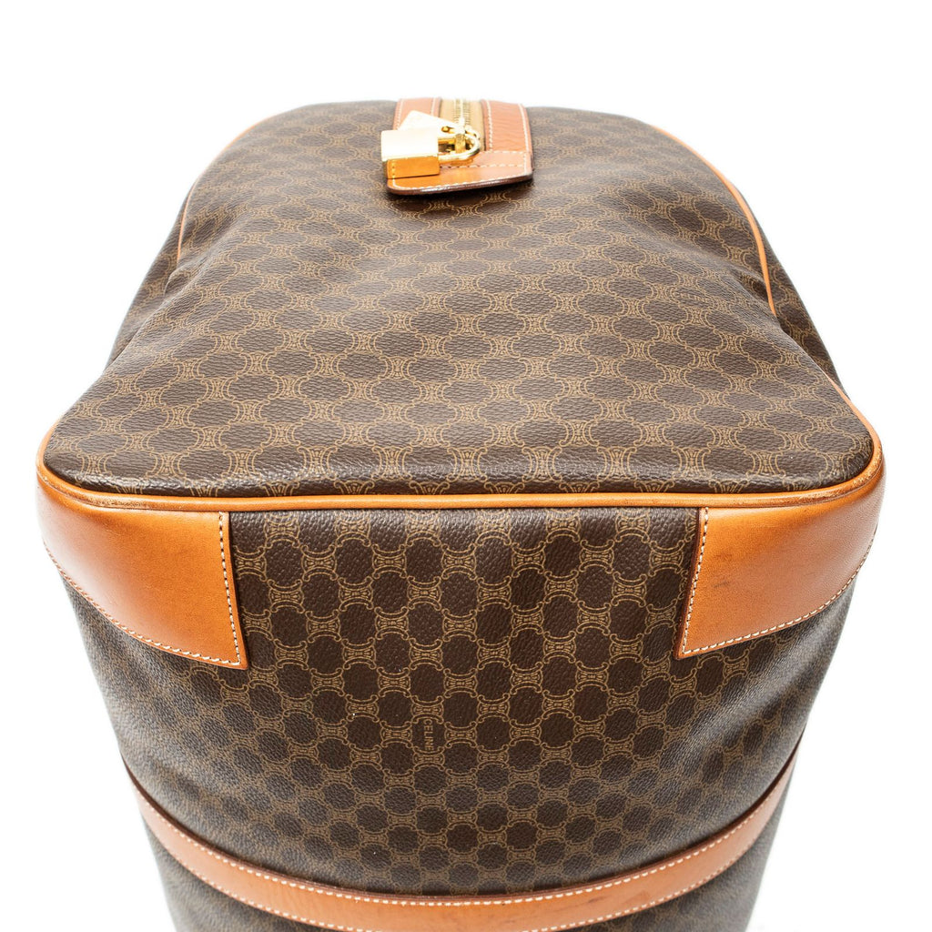 Celine Vintage Large Travel Boston Brown Macadam Canvas Handbag — view 8