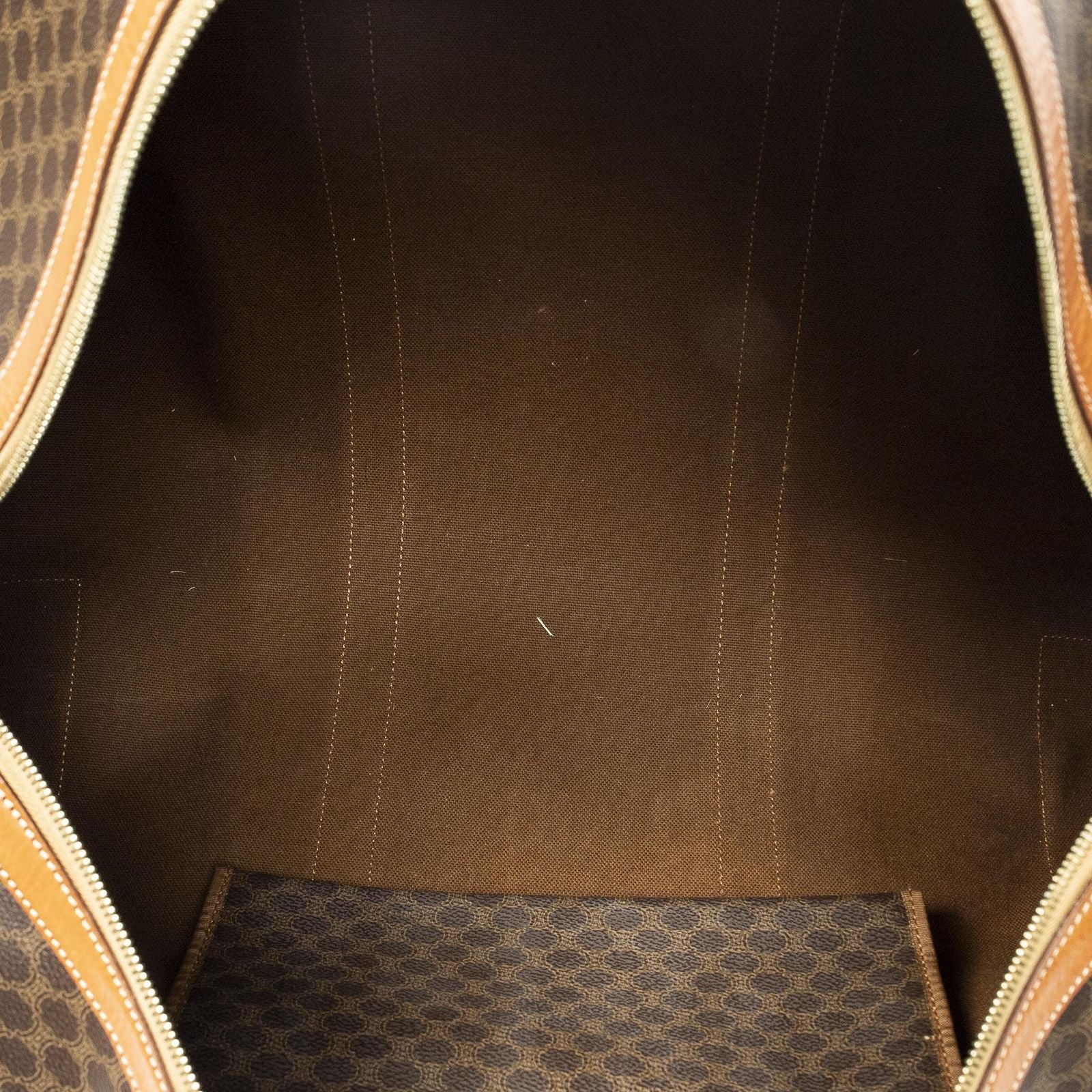Celine Vintage Large Travel Boston Brown Macadam Canvas Handbag — view 9