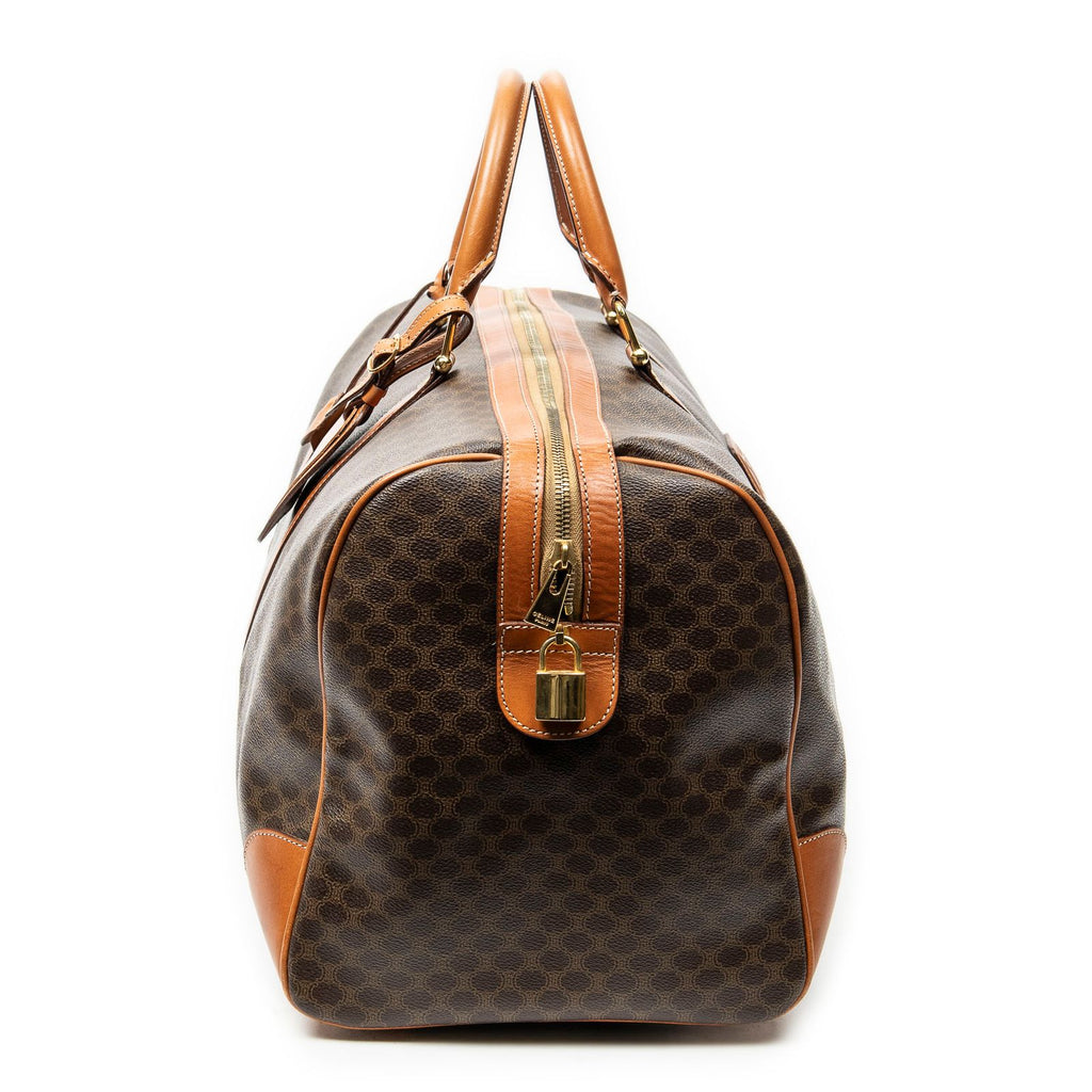 Celine Vintage Large Travel Boston Brown Macadam Canvas Handbag — view 4