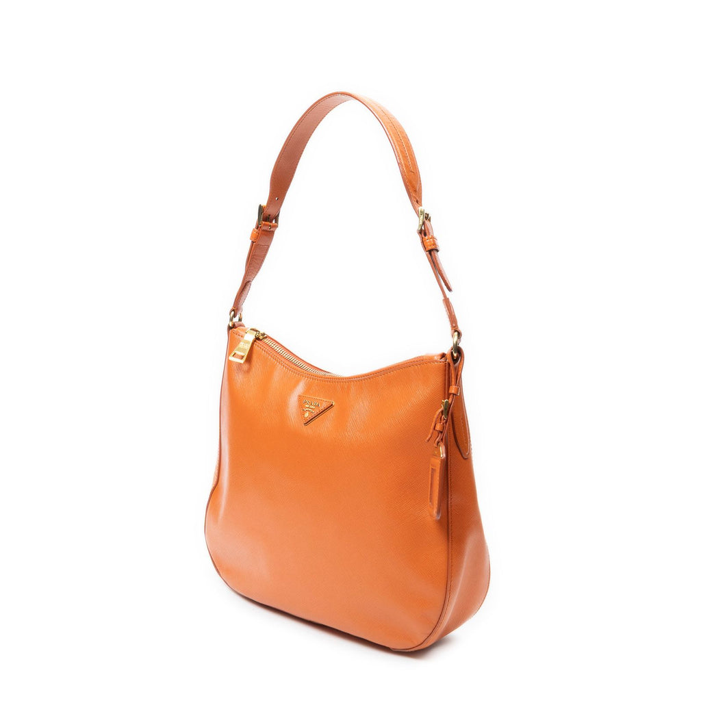 Prada Zip Hobo Orange Saffiano Leather — view 2