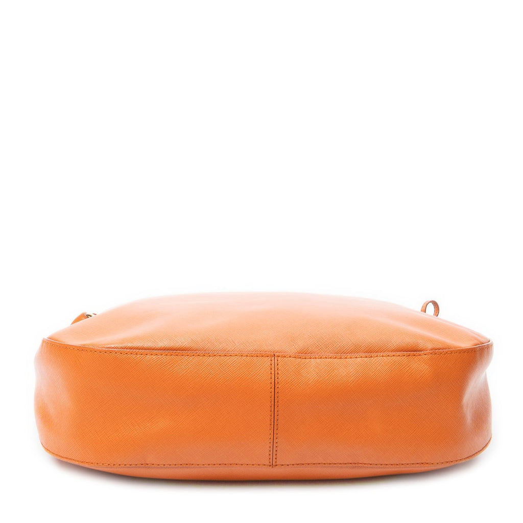 Prada Zip Hobo Orange Saffiano Leather — view 6
