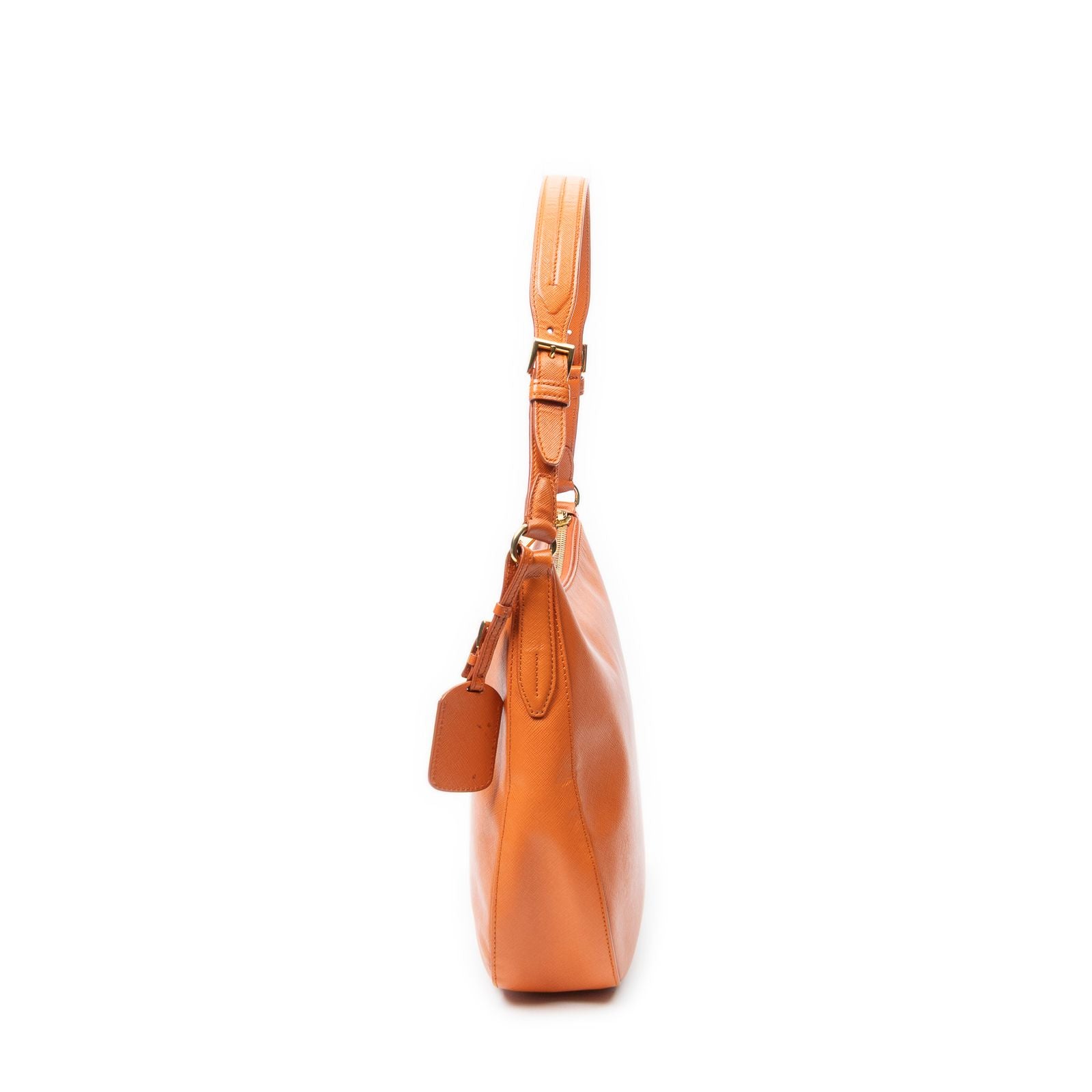 Prada Zip Hobo Orange Saffiano Leather — view 3