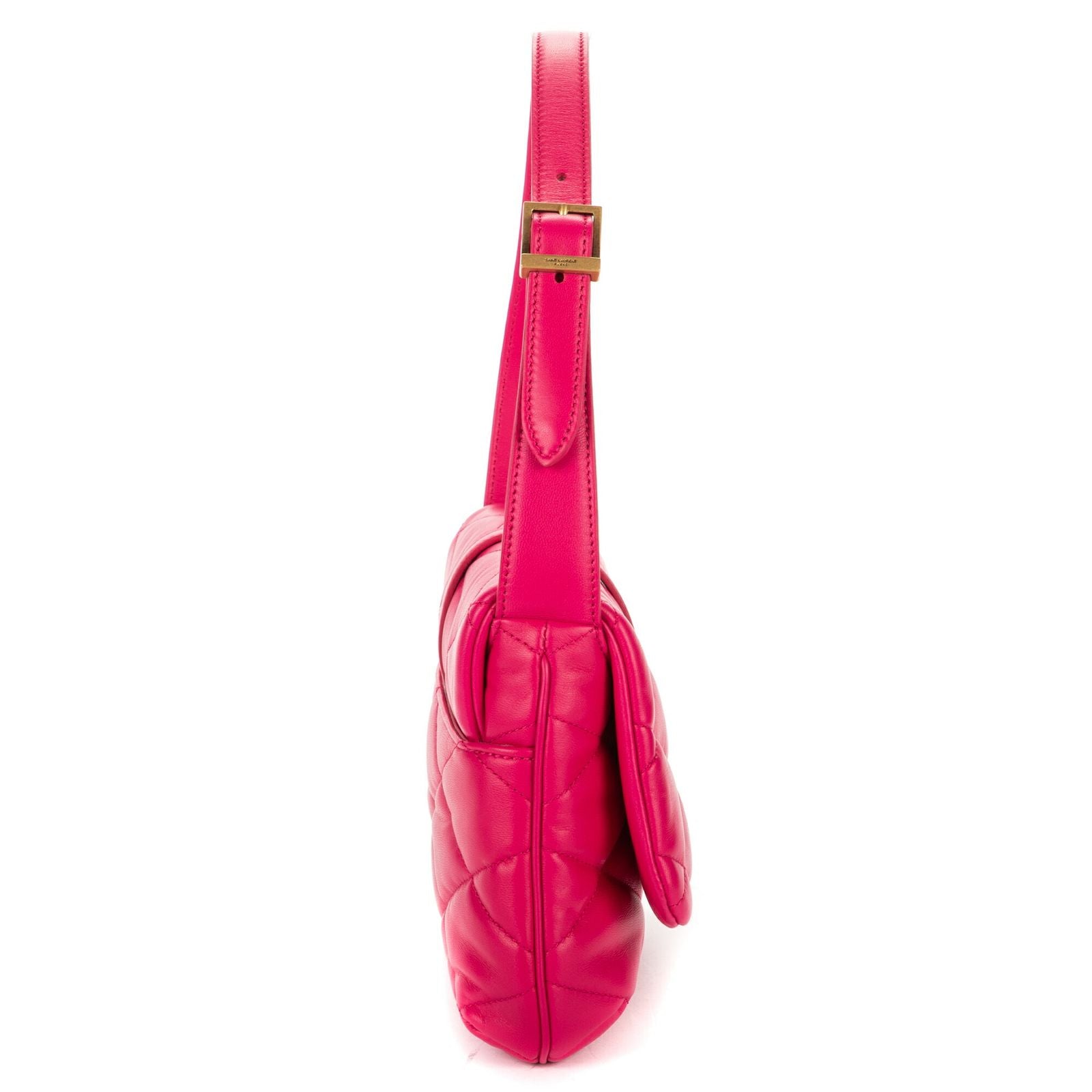 Saint Laurent Loulou Medium Puffer Flap Fuchsia Chez Blanc Matelasse Leather — view 4