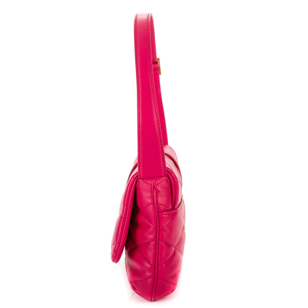 Saint Laurent Loulou Medium Puffer Flap Fuchsia Chez Blanc Matelasse Leather — view 3