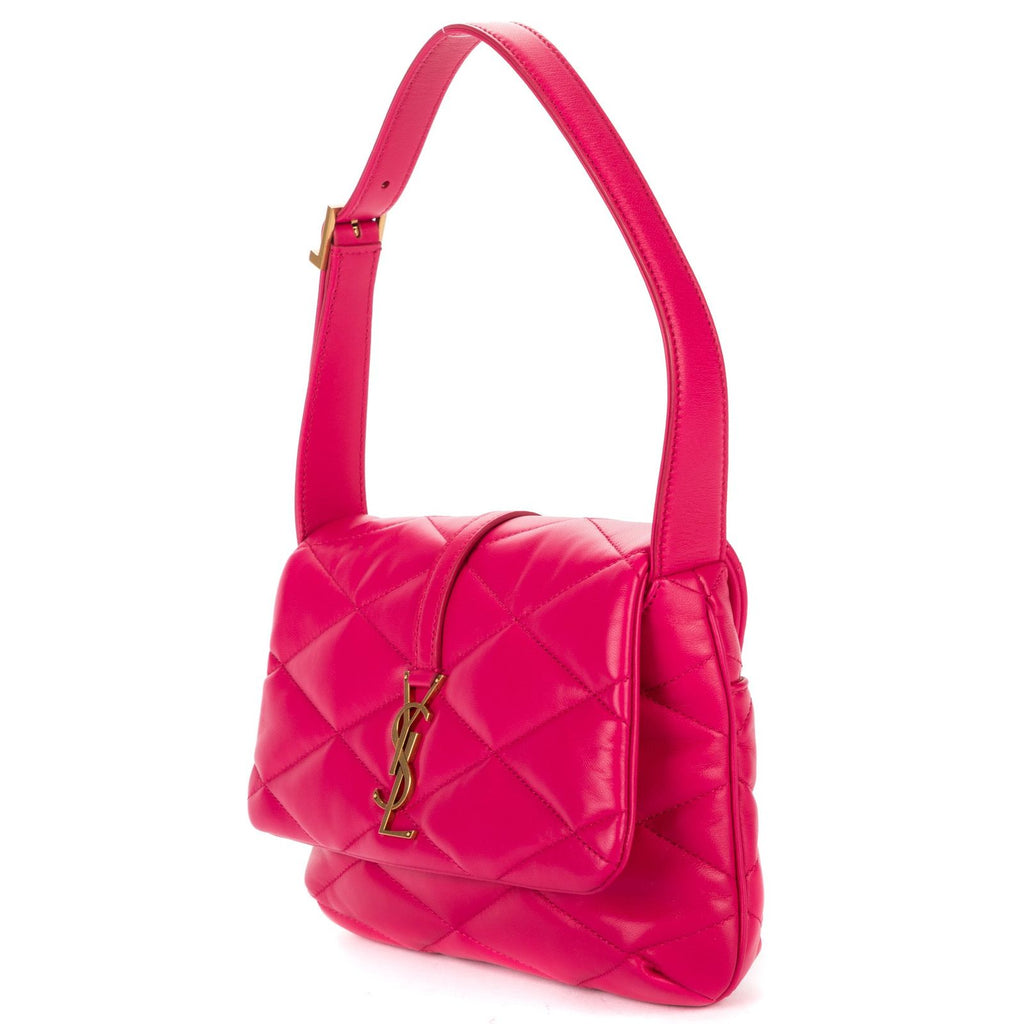 Saint Laurent Loulou Medium Puffer Flap Fuchsia Chez Blanc Matelasse Leather — view 2