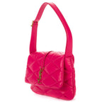 Saint Laurent Loulou Medium Puffer Flap Fuchsia Chez Blanc Matelasse Leather — view 2