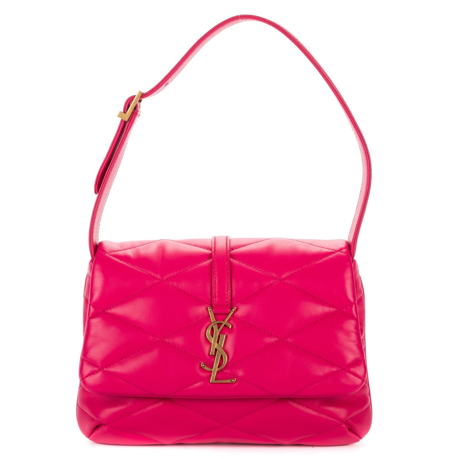 Saint Laurent Loulou Medium Puffer Flap Fuchsia Chez Blanc Matelasse Leather
