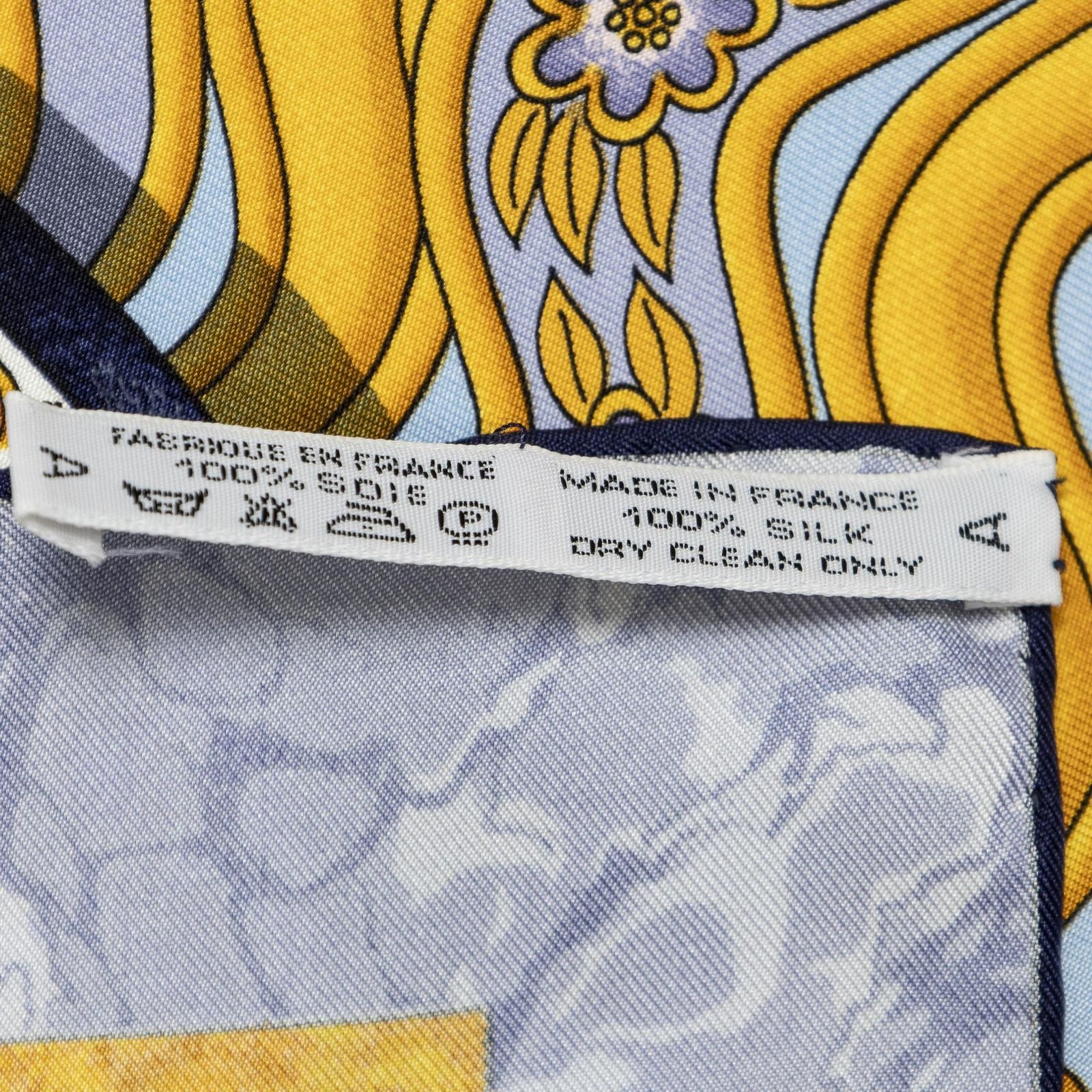 Hermes Scarf Lilac Blue 100% Gold Twill Silk — view 5