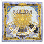 Hermes Scarf Lilac Blue 100% Gold Twill Silk — view 2