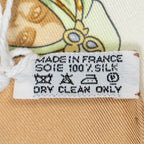Hermes Scarf Light Beige Ivory Green Silk