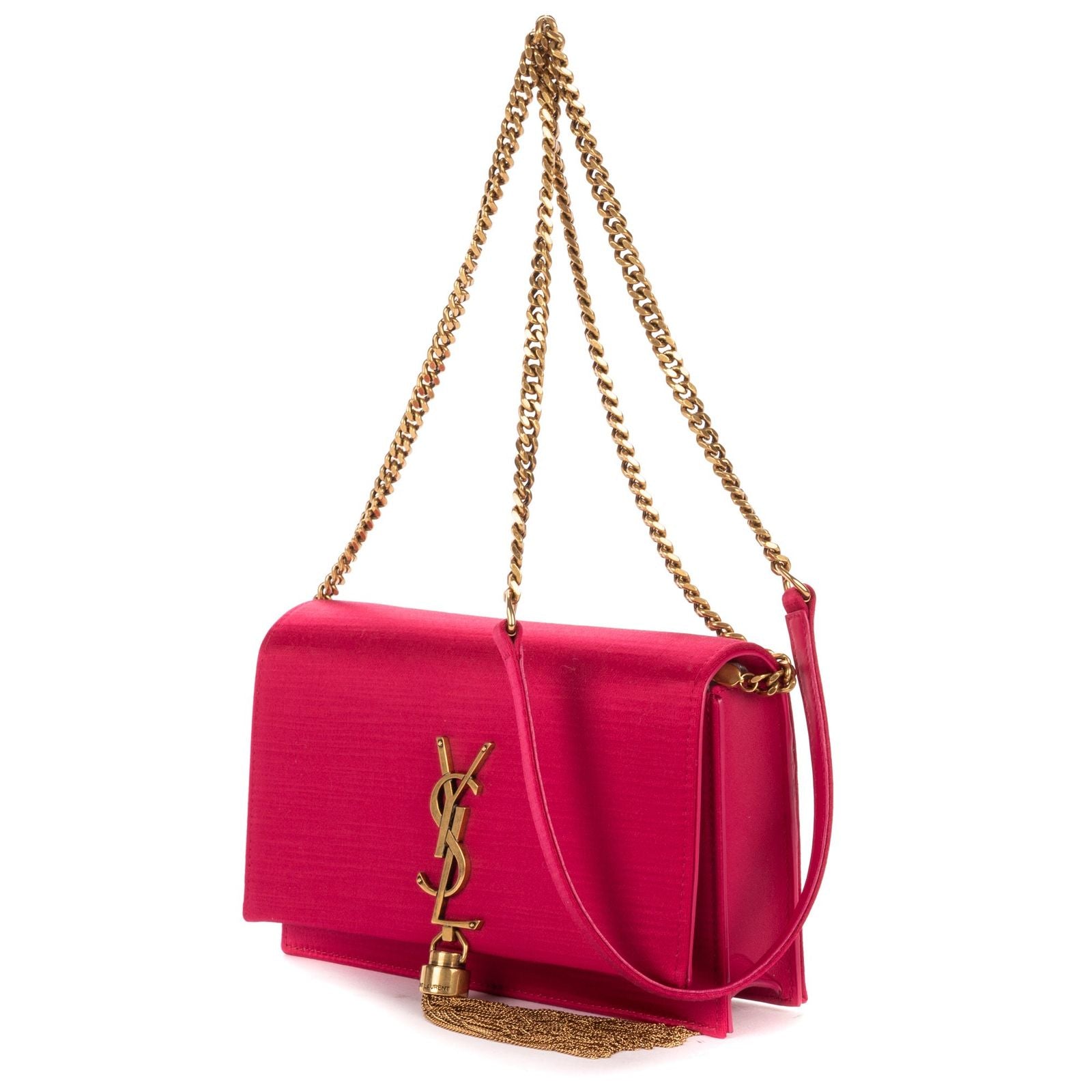Saint Laurent Mini Tassel Kate Pink Plain Satin Canvasn Shoulder — view 2
