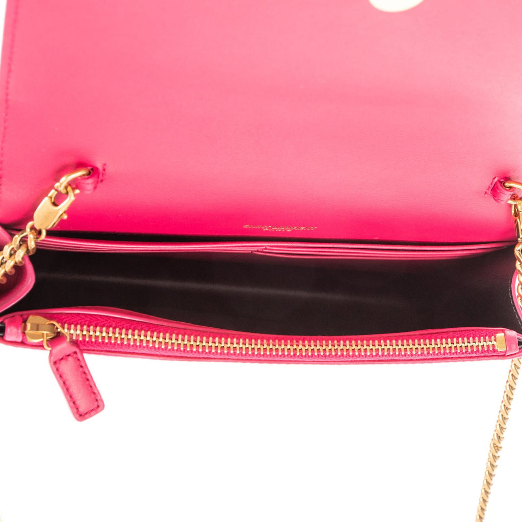 Saint Laurent Mini Tassel Kate Pink Plain Satin Canvasn Shoulder — view 9