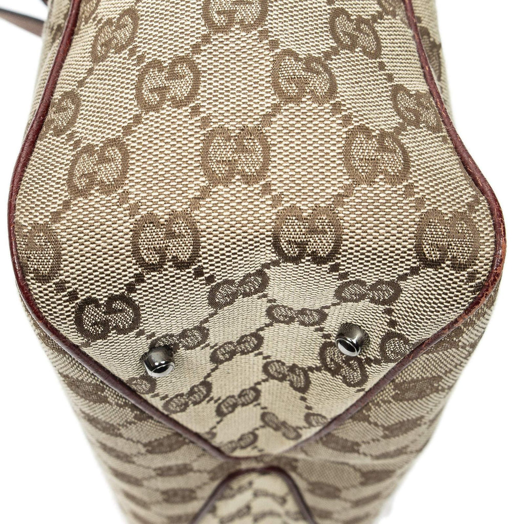 Gucci Small Shoulder Tote Maroon Beige GG Canvas — view 7