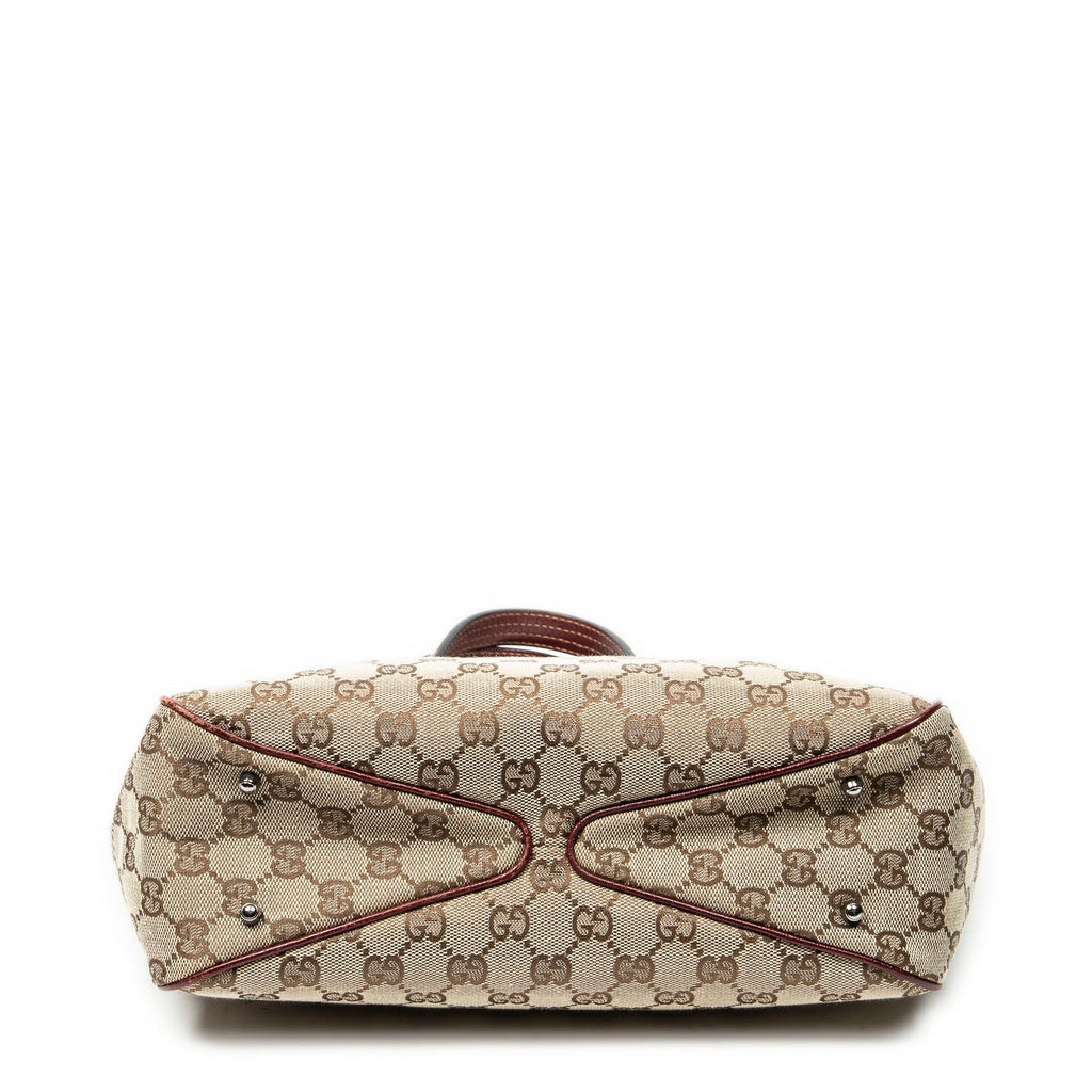 Gucci Small Shoulder Tote Maroon Beige GG Canvas — view 6
