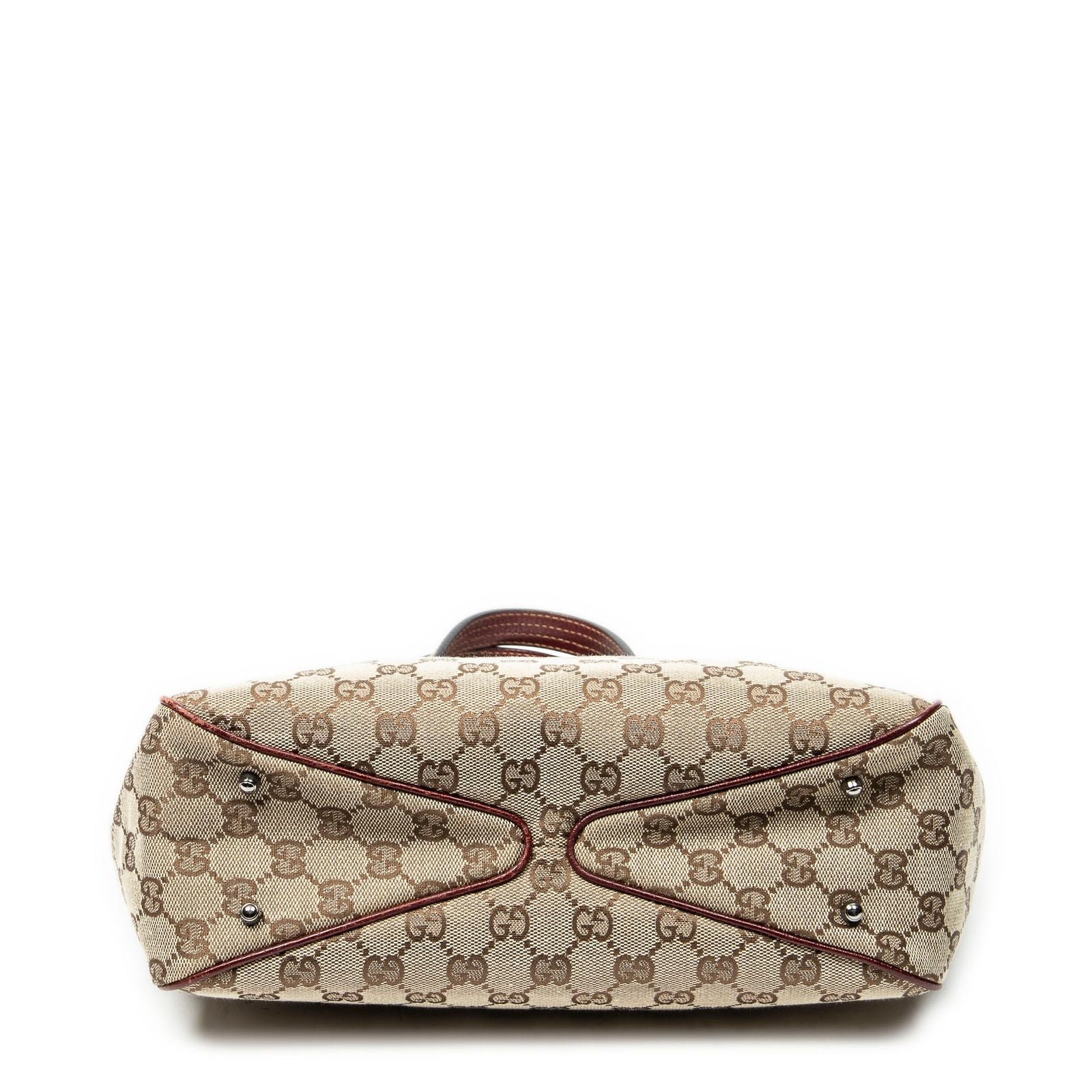 Gucci Small Shoulder Tote Maroon Beige GG Canvas — view 6