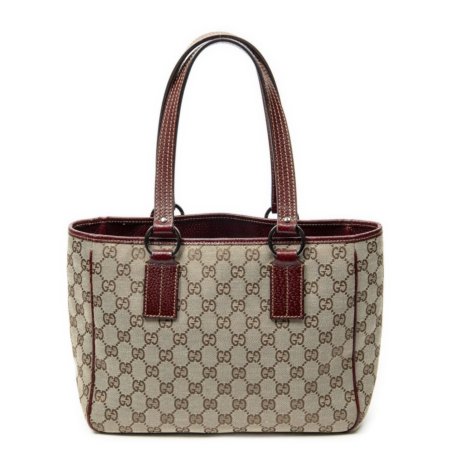 Gucci Small Shoulder Tote Maroon Beige GG Canvas — view 5
