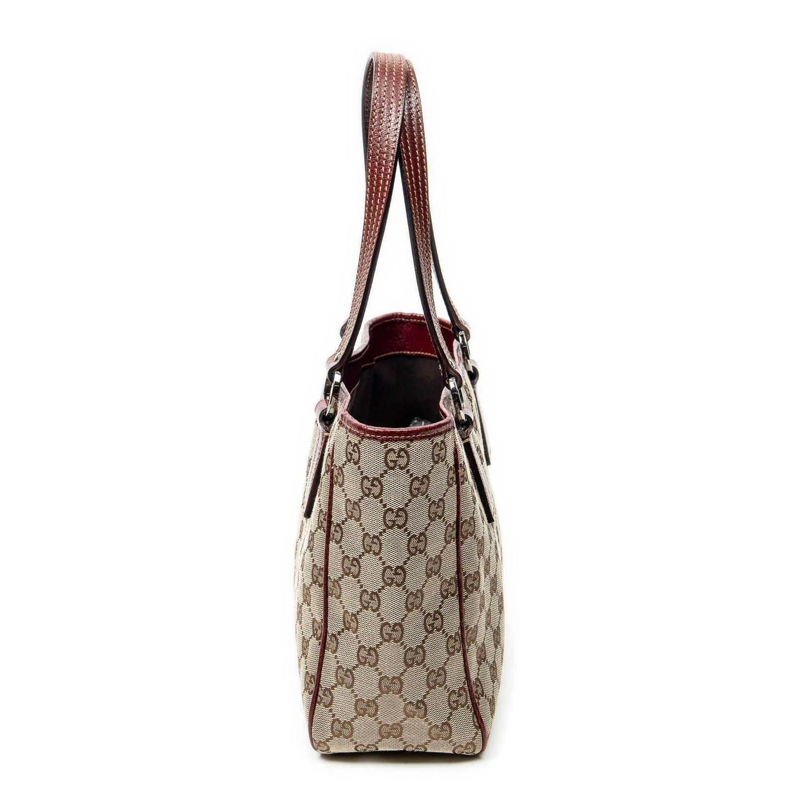 Gucci Small Shoulder Tote Maroon Beige GG Canvas — view 3