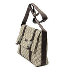 Gucci Medium Buckle Messenger Dark Brown Beige Supreme Canvas