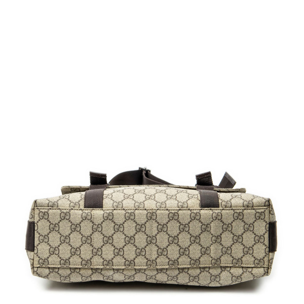Gucci Medium Buckle Messenger Dark Brown Beige Supreme Canvas