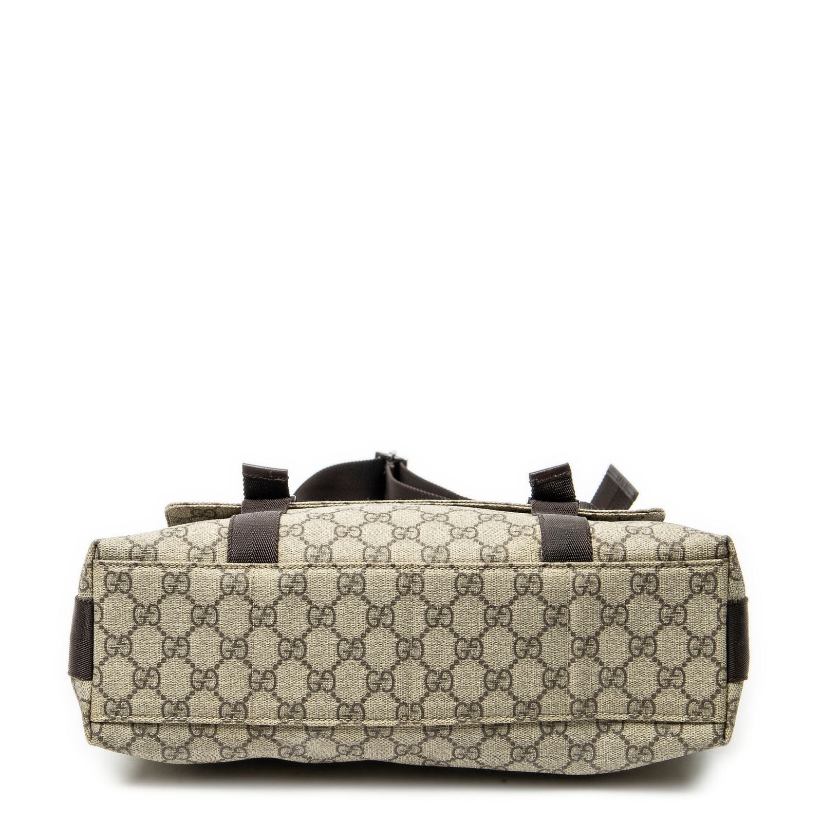 Gucci Medium Buckle Messenger Dark Brown Beige Supreme Canvas