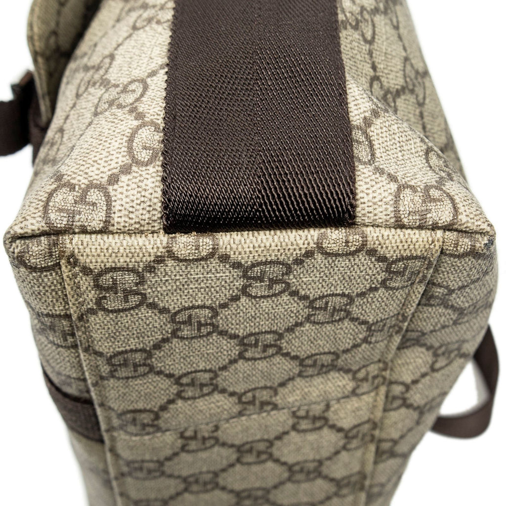 Gucci Medium Buckle Messenger Dark Brown Beige Supreme Canvas