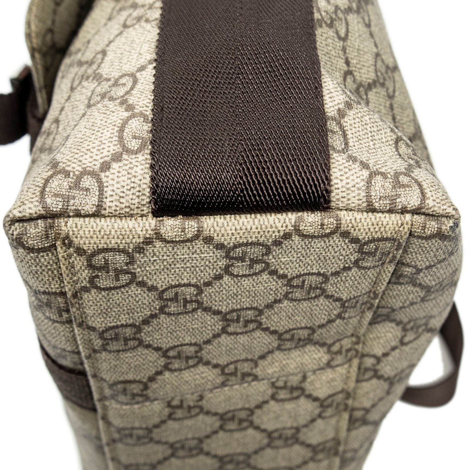 Gucci Medium Buckle Messenger Dark Brown Beige Supreme Canvas