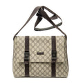 Gucci Medium Buckle Messenger Dark Brown Beige Supreme Canvas