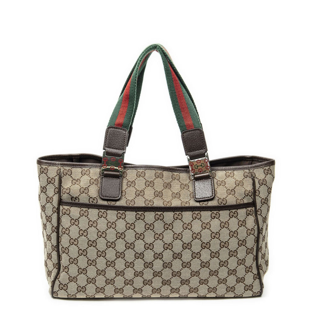 Gucci Web Medium Pop Tote Brown Beige GG Canvas — view 5