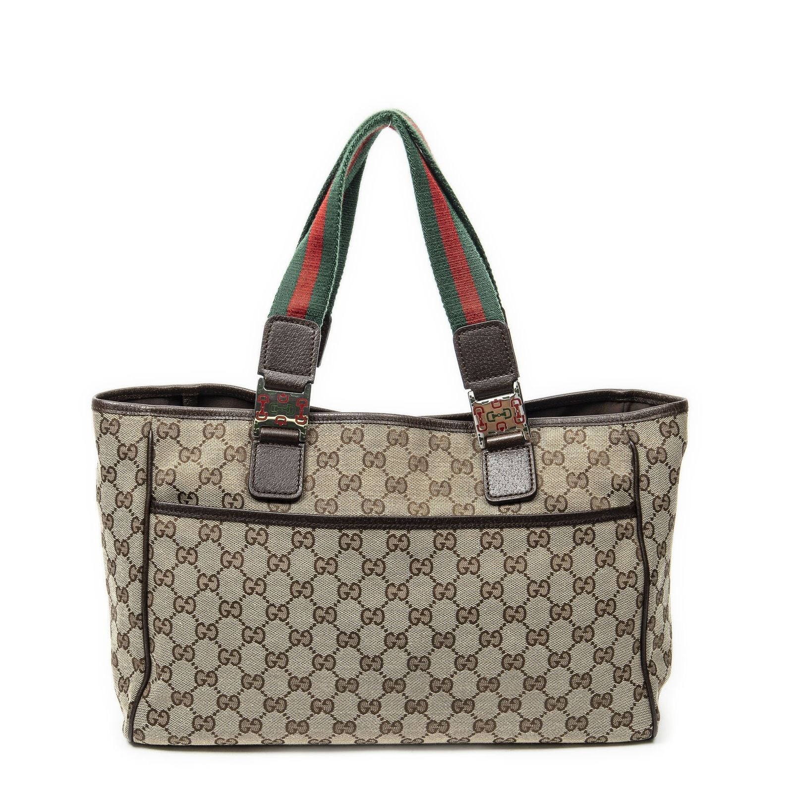 Gucci Web Medium Pop Tote Brown Beige GG Canvas — view 5