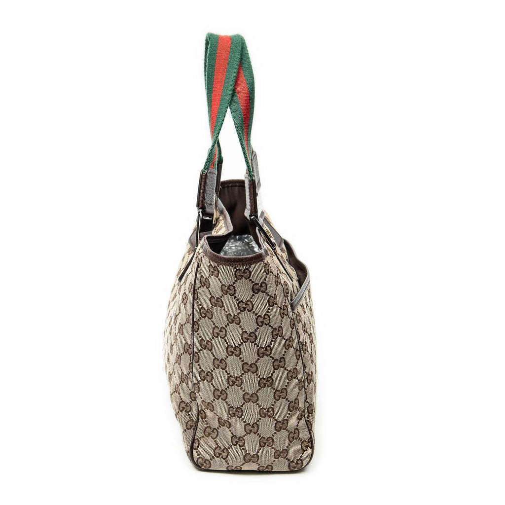 Gucci Web Medium Pop Tote Brown Beige GG Canvas — view 3