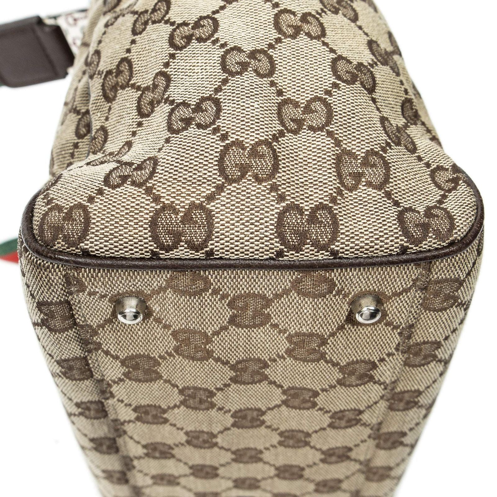 Gucci Web Medium Pop Tote Brown Beige GG Canvas — view 7