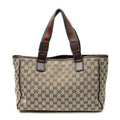 Gucci Web Medium Pop Tote Brown Beige GG Canvas