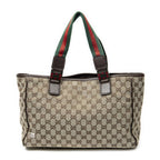 Gucci Web Medium Pop Tote Brown Beige GG Canvas