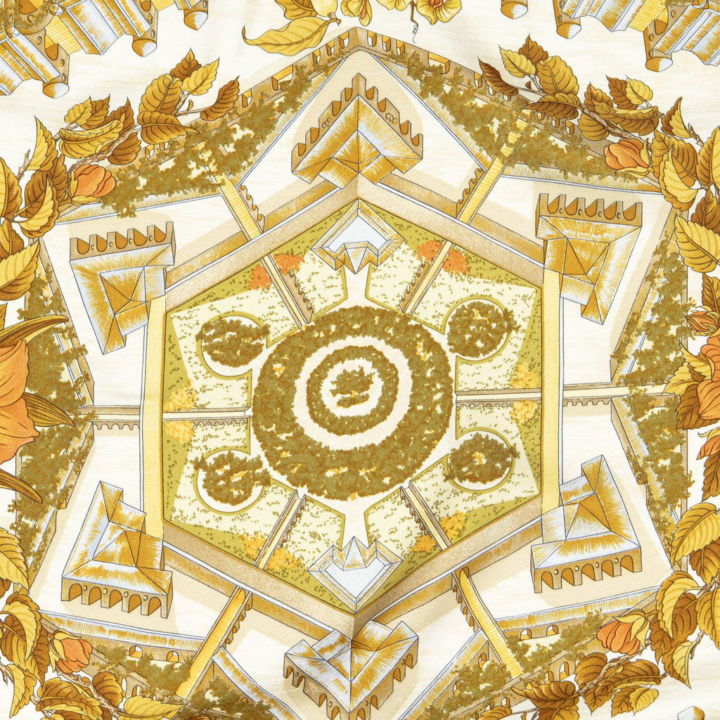 Hermes Scarf Light Blue Beige Orange Silk — view 3