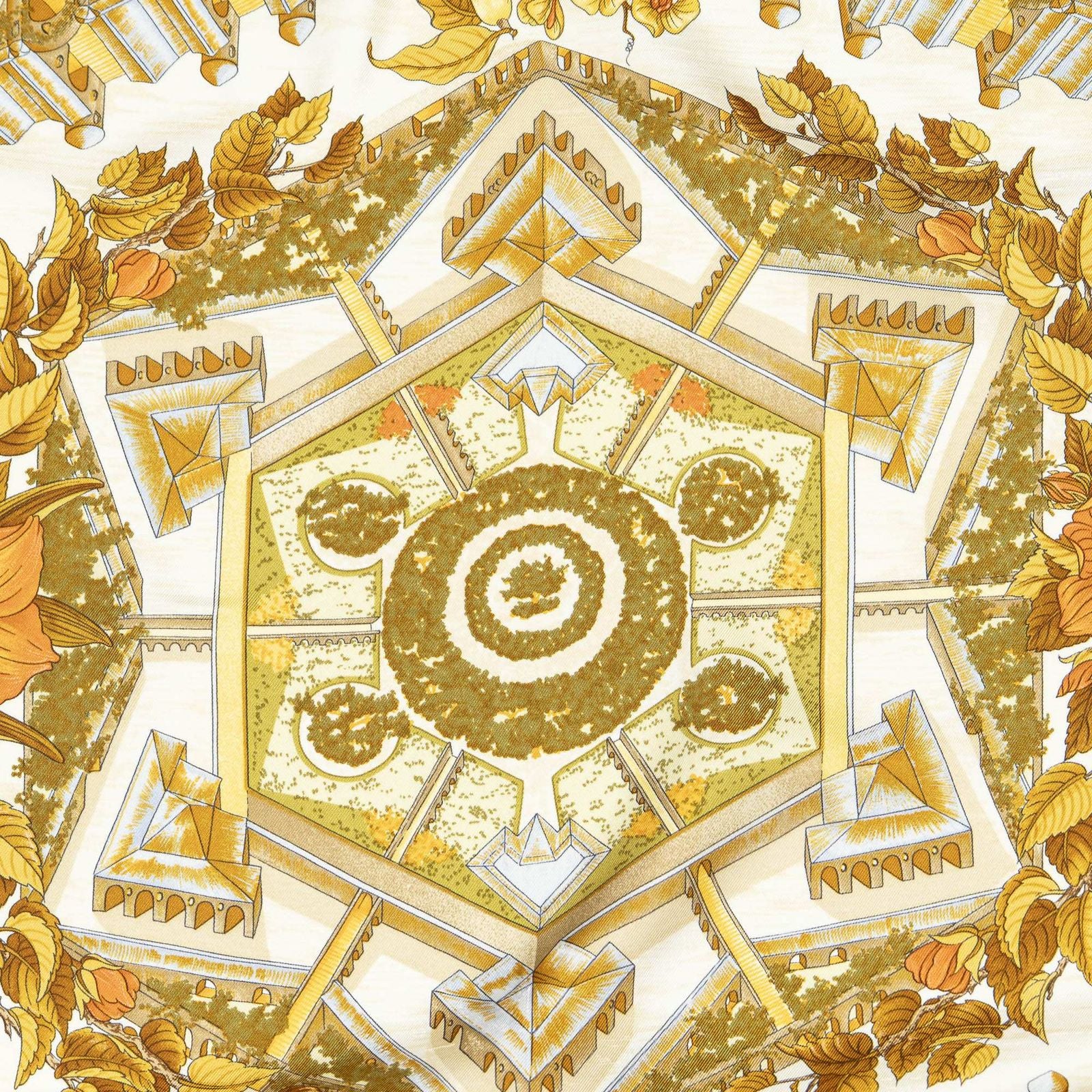 Hermes Scarf Light Blue Beige Orange Silk — view 3