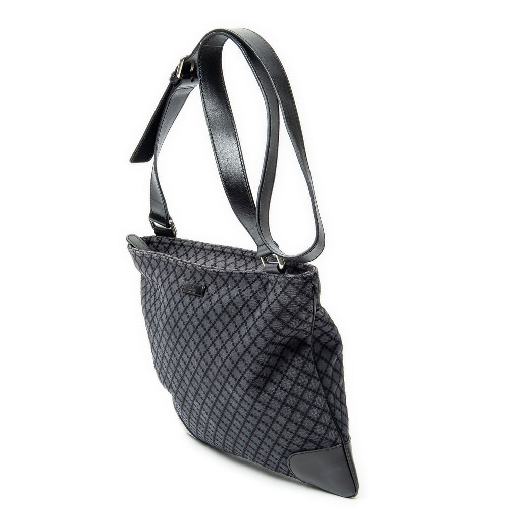 Gucci Large Square Zip Messenger Black Diamante Canvas — view 2