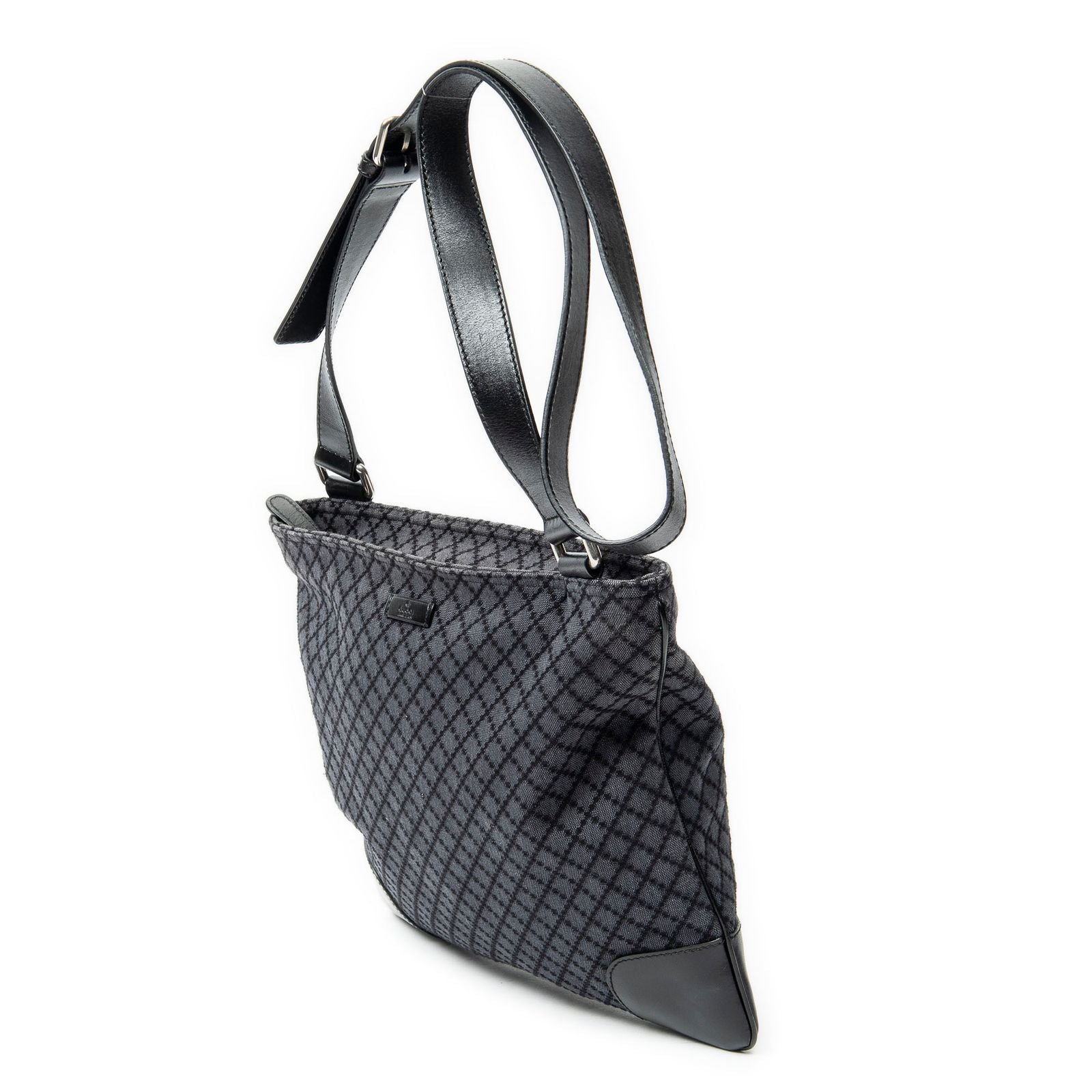Gucci Large Square Zip Messenger Black Diamante Canvas — view 2