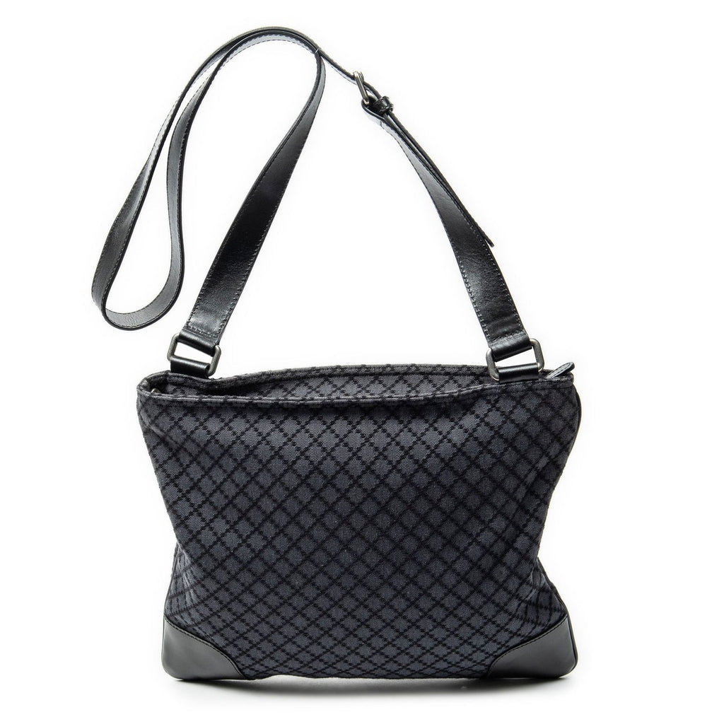 Gucci Large Square Zip Messenger Black Diamante Canvas — view 5