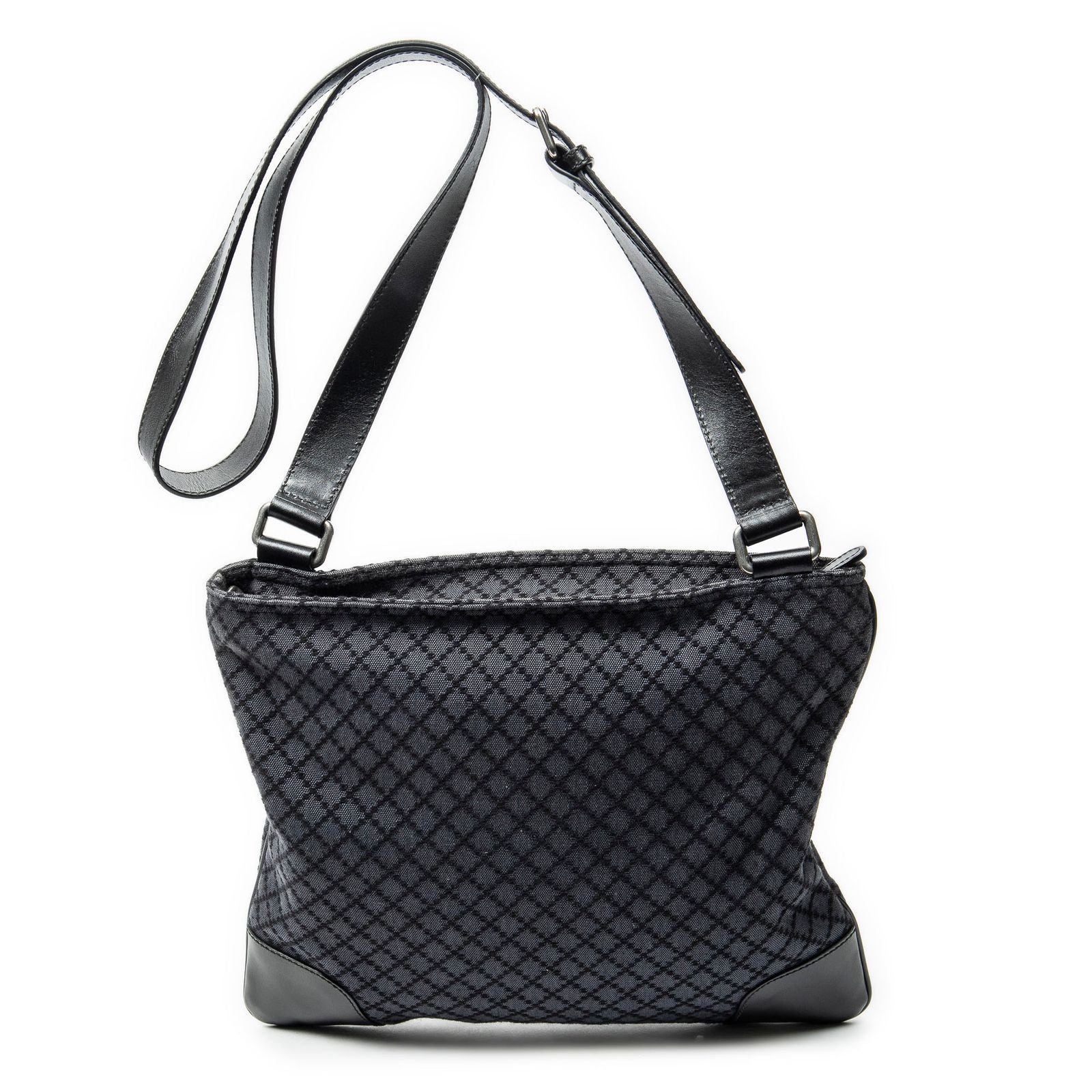 Gucci Large Square Zip Messenger Black Diamante Canvas — view 5