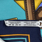 Hermes Scarf Blue Green Yellow Silk — view 5
