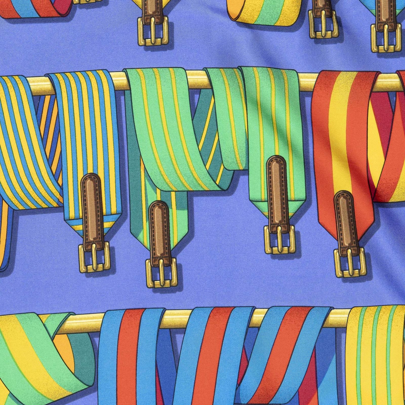Hermes Scarf Blue Green Yellow Silk — view 3