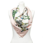Hermes Scarf Light Pink Ivory Green Silk