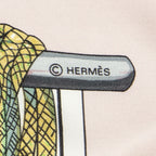 Hermes Scarf Light Pink Ivory Green Silk — view 4