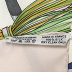 Hermes Scarf Light Pink Ivory Green Silk — view 5