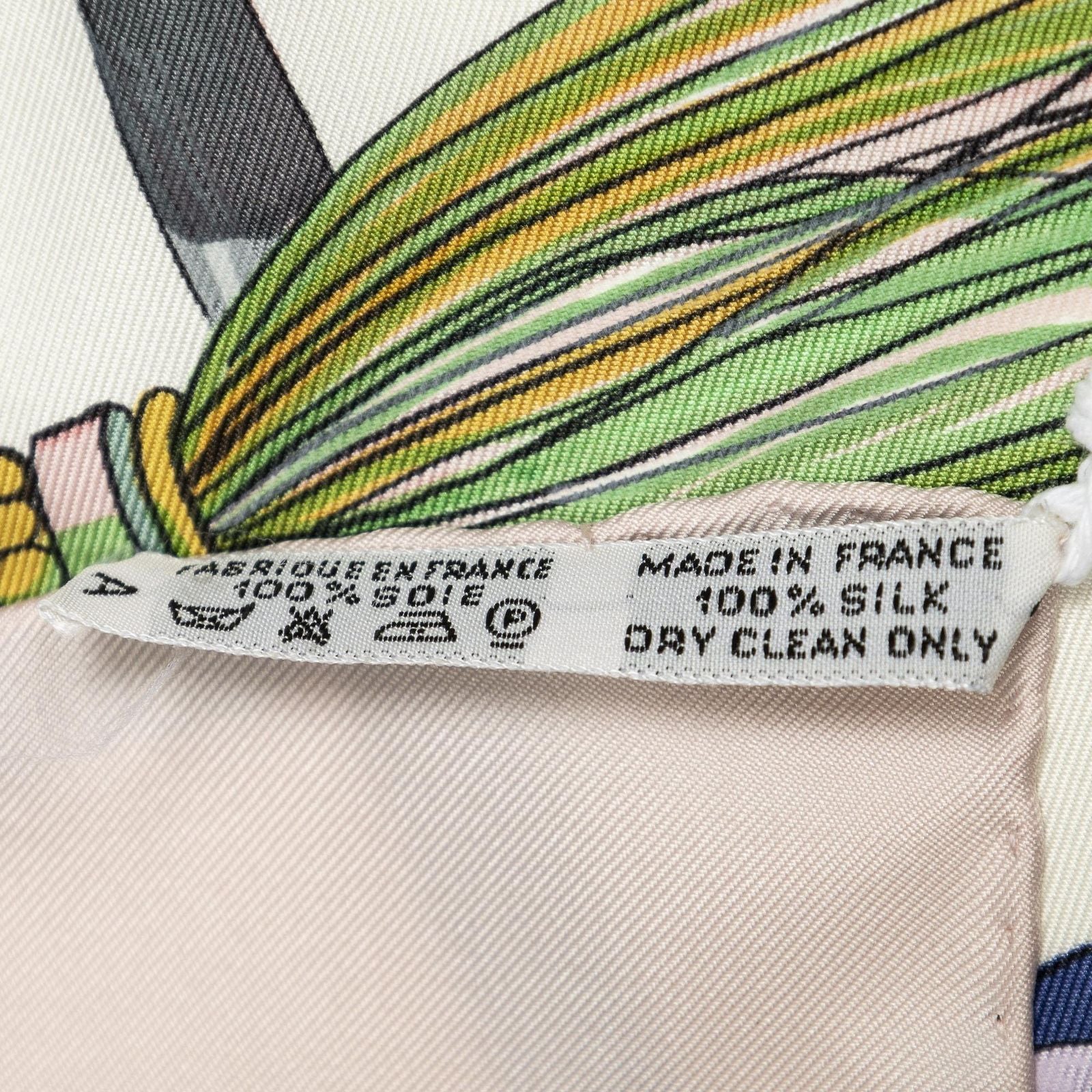 Hermes Scarf Light Pink Ivory Green Silk — view 5