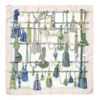 Hermes Scarf Light Pink Ivory Green Silk — view 2