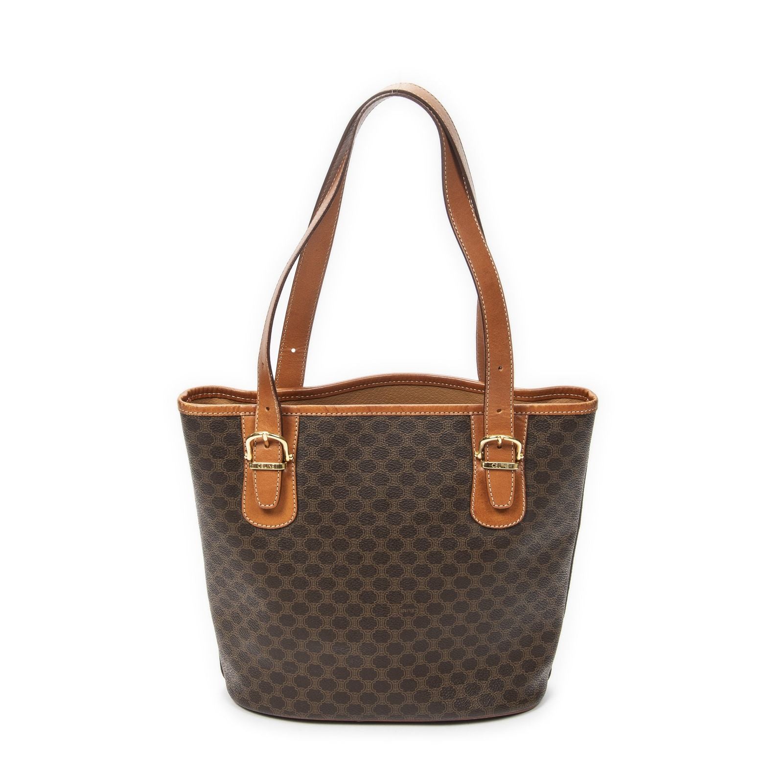 Celine Vintage Bucket Tote Bag Brown Macadam Canvas
