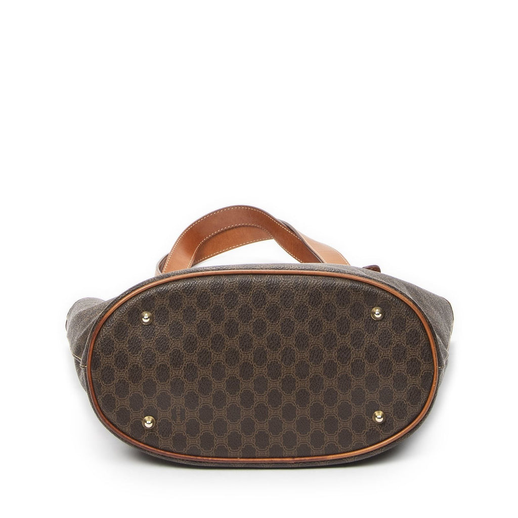 Celine Vintage Bucket Tote Bag Brown Macadam Canvas