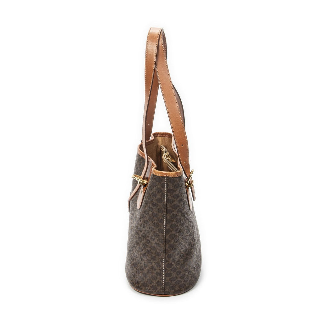 Celine Vintage Bucket Tote Bag Brown Macadam Canvas
