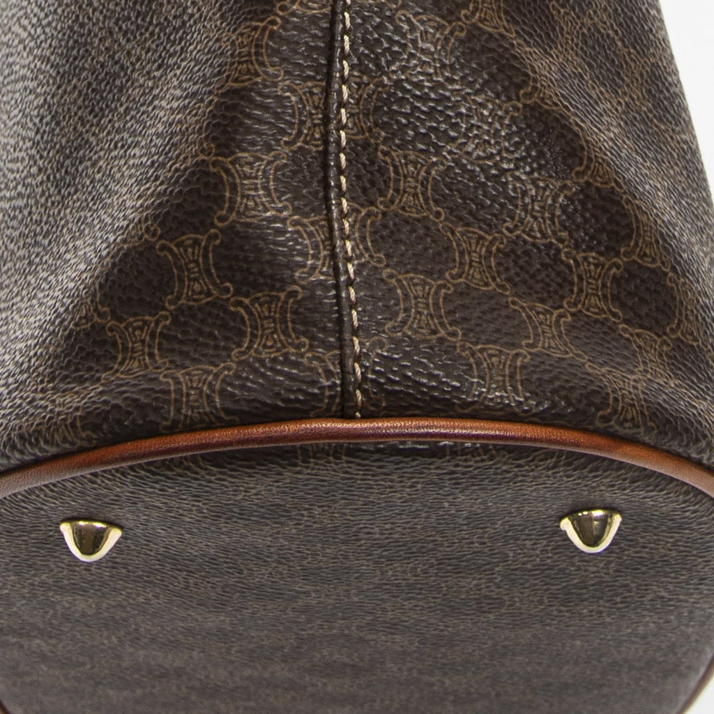 Celine Vintage Bucket Tote Bag Brown Macadam Canvas